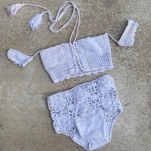 Crotchet off shoulder high waisted two piece